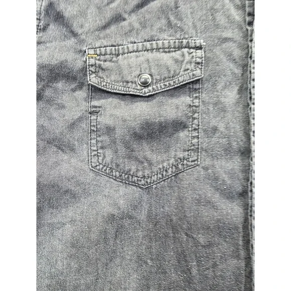 Livergy Mens Long Sleeve Denim Western Shirt Black Faded Cotton XL 43/44 - Picture 5 of 12